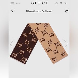 Authentic GG jacquard wool silk scarf.
